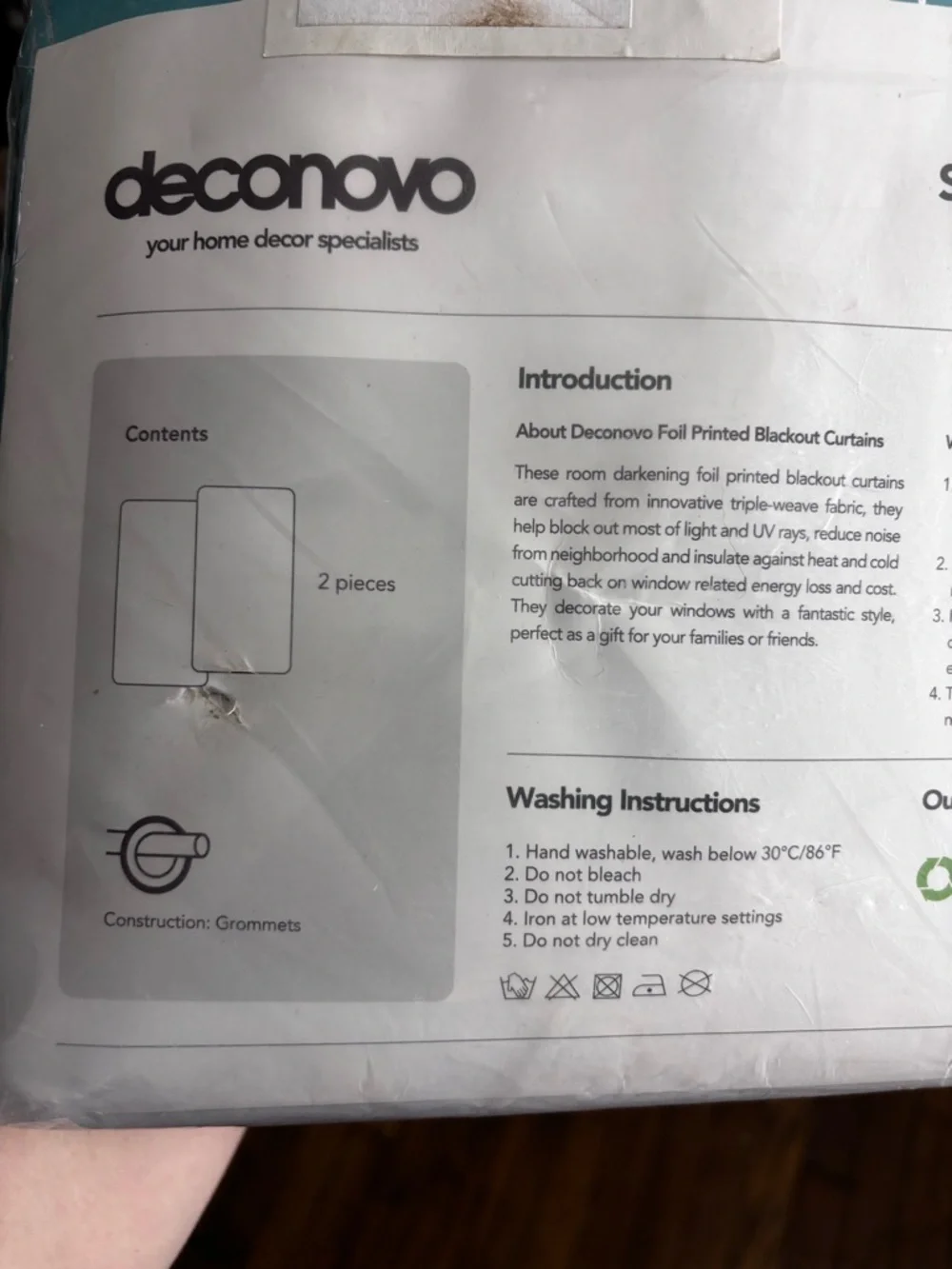 NWT Deconovo Striped Foil Printed Blackout Curtains - Teal